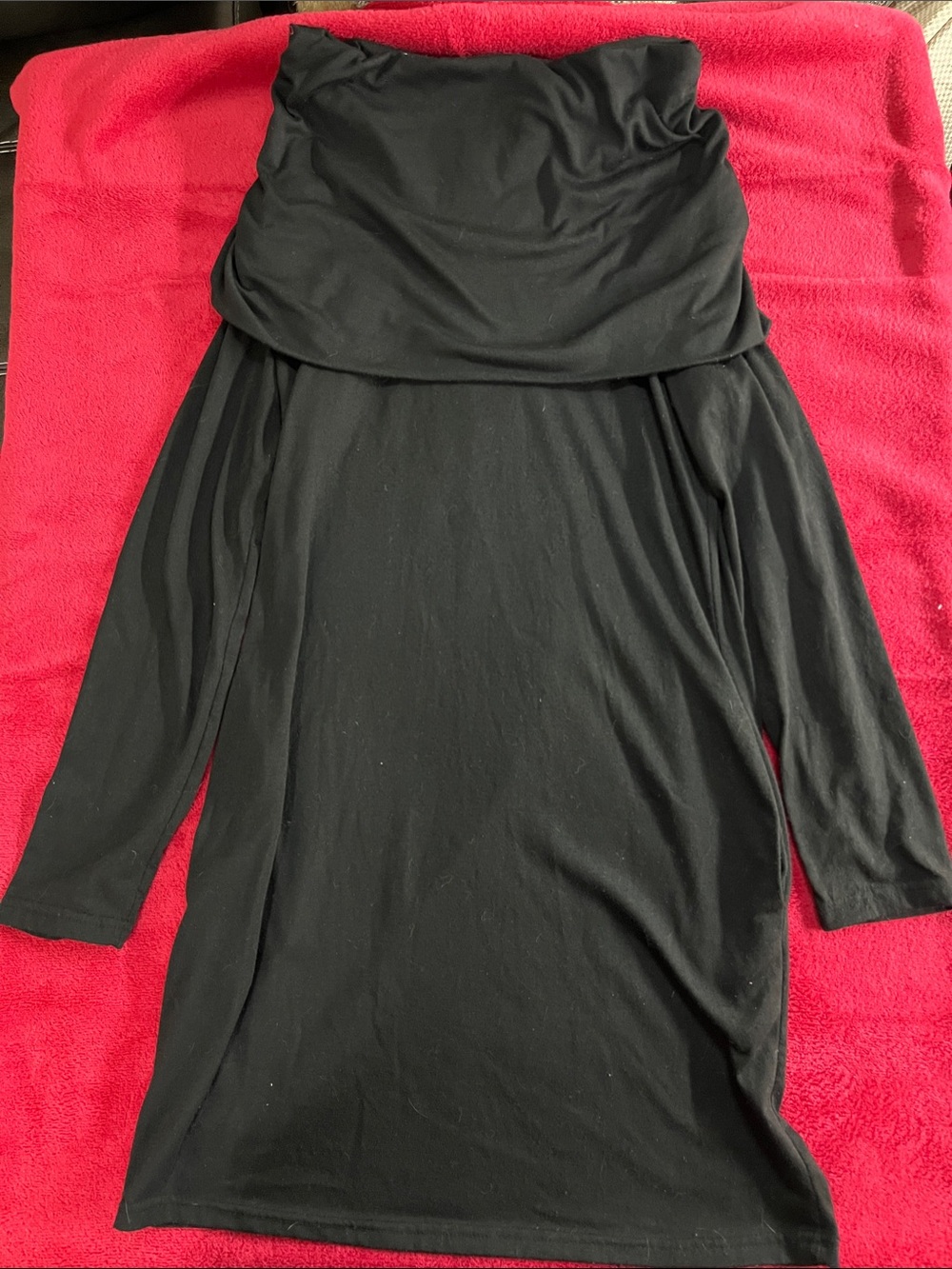 Black Off-Shoulder Long Sleeve Women’s Sweater Dress - Size S